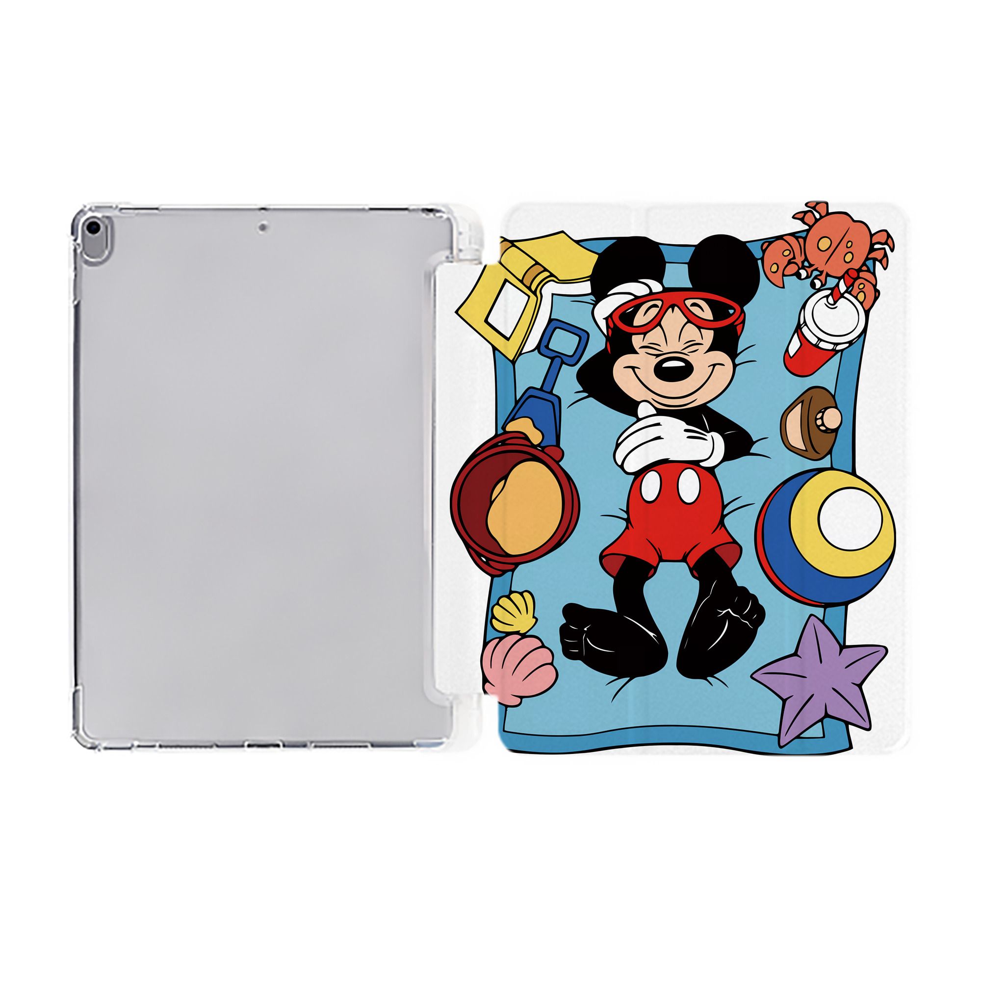 （画像用） ミッキーマウス Mickey Mouse IPad ケース ペン収納付き 三つ折りスタンド PUレザー×シリコン 対応機種9.5/10.5/10.9インチ